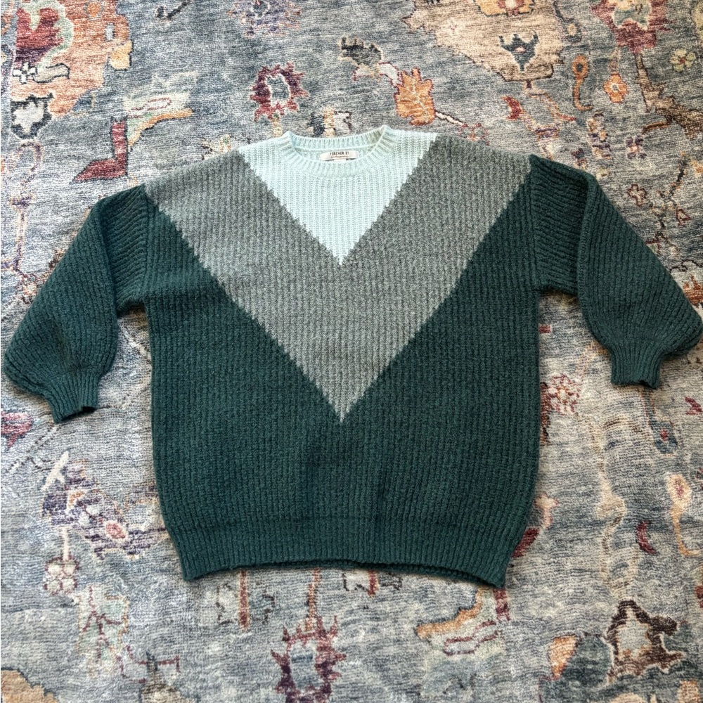 Forever 21 Tri-Tone Sweater in Teal Shades